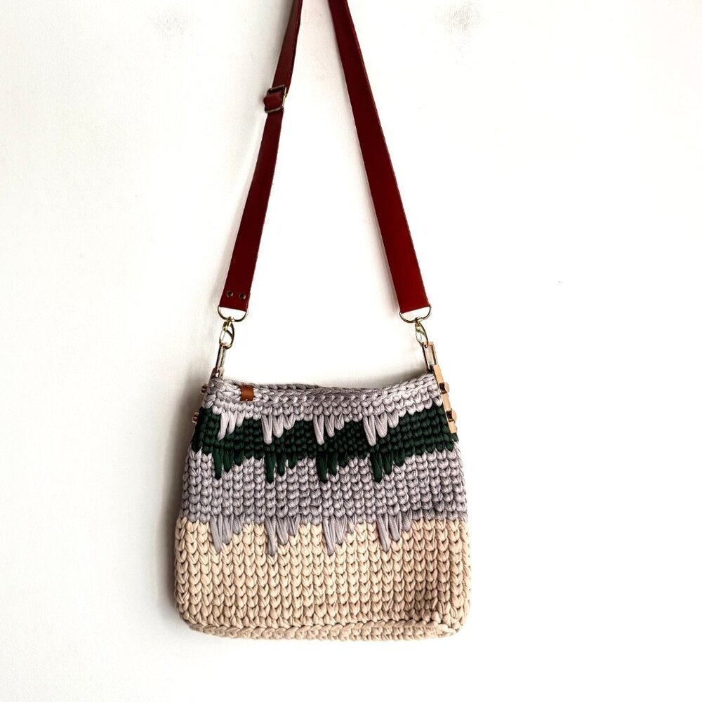 Handmade Woven Crochet Multi Color Crossbody Bag